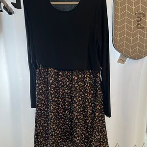 Maternity Nursing SHEIN Black and Brown Long Sleeve Dress for Casual Occasions